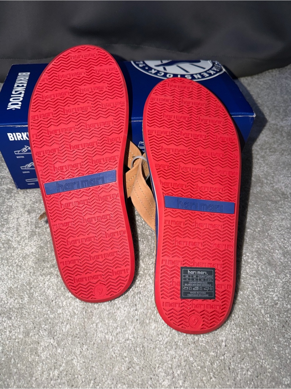 Hari Mari Tan Leather Flip Flops - Men's Casual Sandals TW - Picture 3 of 4